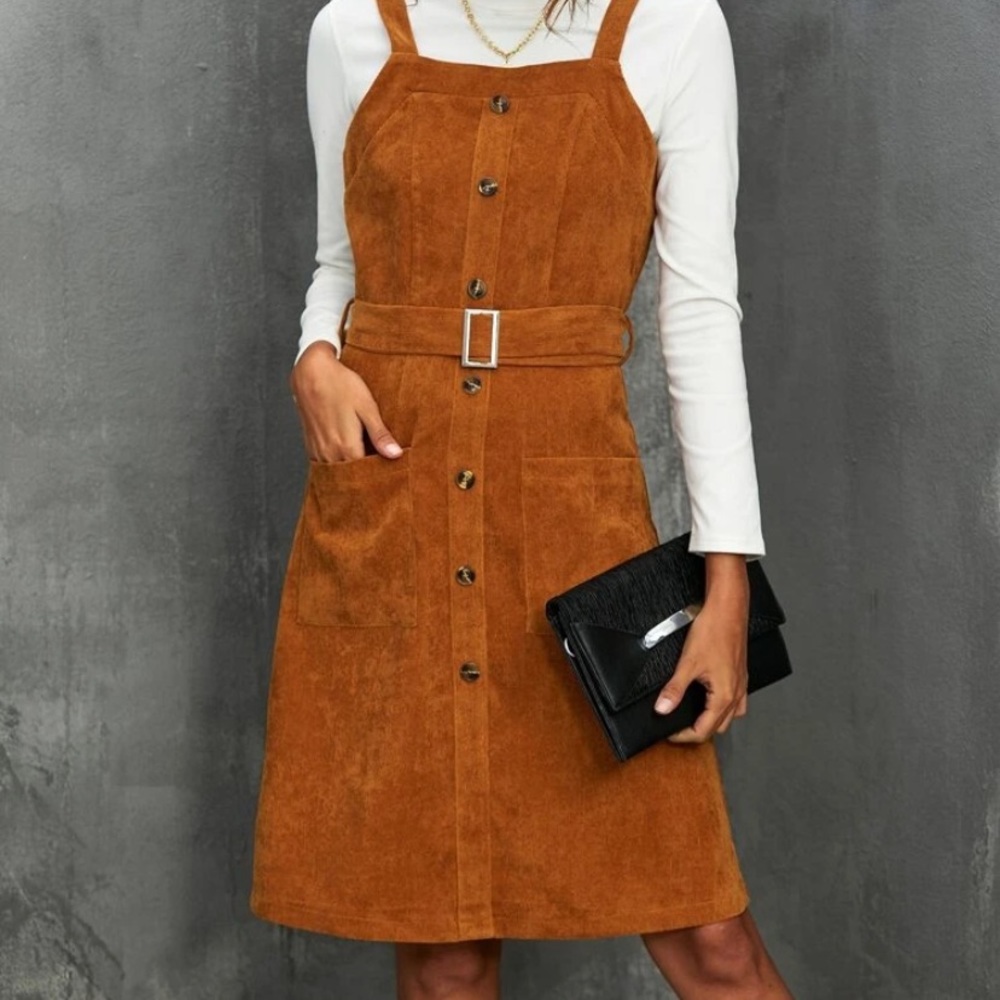 Shein corduroy dress with belt, NWT